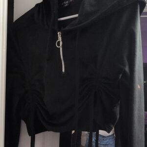 Love Black Hooded Sweatshirt with Zipper